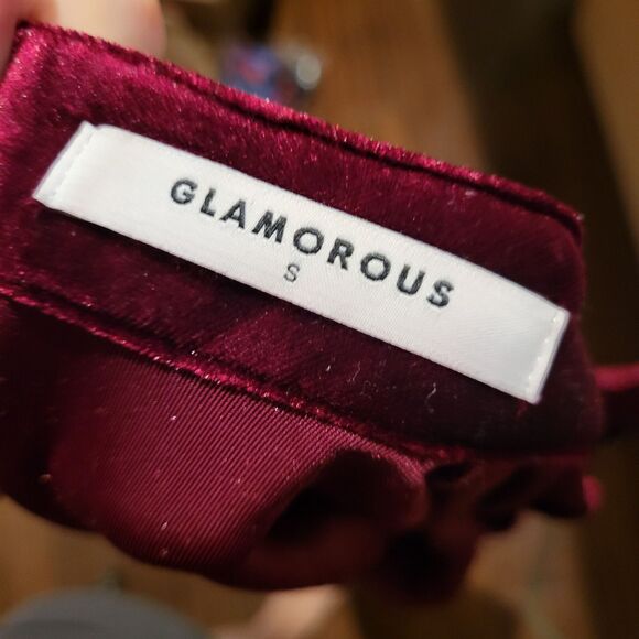 Glamorous Wine Red Velvet Keyhole Collar Dress Sz S - Picture 3 of 3